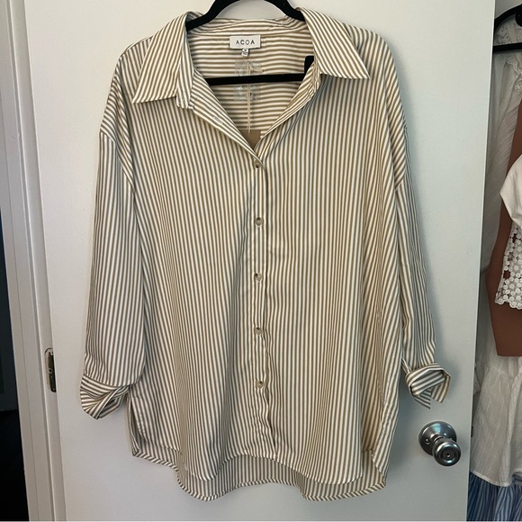 Vici Neutral Striped Button Down Shirt - Picture 3 of 9